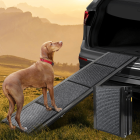 71" Long & 19" Wide Folding Dog Ramp for Car, SUV & Truck – Portable Pet Ramp with Non-Slip Surface, Extra Wide Steps