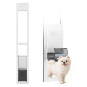 Dog Door for Sliding Glass Door, 75 7/8" to 80 11/16" Adjustable Height, Aluminum Alloy Frame with Flap, Rotating Hinge, Lock Design