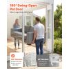 Dog Door for Sliding Glass Door, 75 7/8" to 80 11/16" Adjustable Height, Aluminum Alloy Frame with Flap, Lock Design, for Large-Sized Dogs