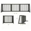Adjustable Expandable Wooden Pet Gate 22 Inch Tall Freestanding Safety Fence, Gray Pine Wood Slide Dog Gate Easy Assembly for Home & Office Entryways