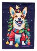 Corgi Christmas House Flag Large Porch Sleeve Pole Decorative Outside Yard Banner Artwork Wall Hanging, Polyester, House Size, Multicolor