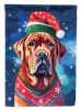 Dogue de Bordeaux Christmas House Flag Large Porch Sleeve Pole Decorative Outside Yard Banner Artwork Wall Hanging, Polyester, House Size, Multicolor