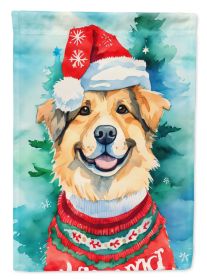 Finnish Lapphund Christmas House Flag Large Porch Sleeve Pole Decorative Outside Yard Banner Artwork Wall Hanging, Polyester, House Size, Multicolor