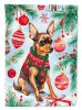 Miniature Pinscher Christmas House Flag Large Porch Sleeve Pole Decorative Outside Yard Banner Artwork Wall Hanging, Polyester, House Size, Multicolor
