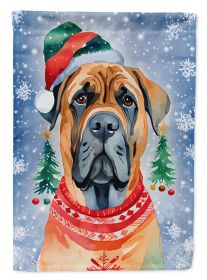Mastiff Christmas House Flag Large Porch Sleeve Pole Decorative Outside Yard Banner Artwork Wall Hanging, Polyester, House Size, Multicolor