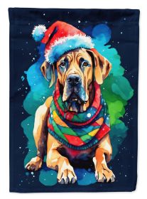 Great Dane Christmas House Flag Large Porch Sleeve Pole Decorative Outside Yard Banner Artwork Wall Hanging, Polyester, House Size, Multicolor