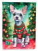 Chinese Crested Christmas House Flag Large Porch Sleeve Pole Decorative Outside Yard Banner Artwork Wall Hanging, Polyester, House Size, Multicolor