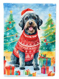 German Wirehaired Pointer Christmas House Flag Large Porch Sleeve Pole Decorative Outside Yard Banner Artwork Wall Hanging, Polyester, House Size