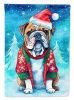English Bulldog Christmas House Flag Large Porch Sleeve Pole Decorative Outside Yard Banner Artwork Wall Hanging, Polyester, House Size, Multicolor