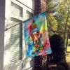 Dachshund Christmas House Flag Large Porch Sleeve Pole Decorative Outside Yard Banner Artwork Wall Hanging, Polyester, House Size, Multicolor