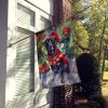 Black Labrador Retriever Christmas House Flag Large Porch Sleeve Pole Decorative Outside Yard Banner Artwork Wall Hanging, Polyester, House Size