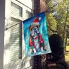 English Bulldog Christmas House Flag Large Porch Sleeve Pole Decorative Outside Yard Banner Artwork Wall Hanging, Polyester, House Size, Multicolor