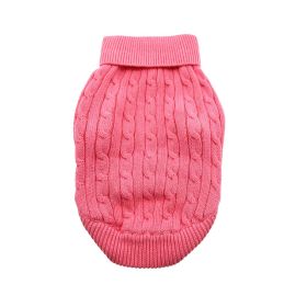 Dog Cable Knit 100% Cotton Sweater - Candy Pink (Option: XX-Small)