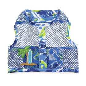 Surfboard Blue and Green Cool Mesh Dog Harness with Matching Leash (Option: X-Small)