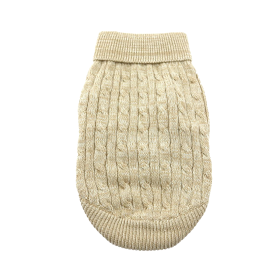 Dog Cable Knit 100% Cotton Sweater - Oatmeal (Option: X-Small)